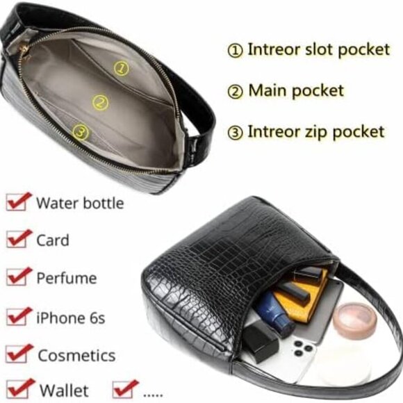 Shoulder Bags for Women, Cute Hobo Tote Handbag Mini Clutch Purse with Zipper Cl - Picture 4 of 7